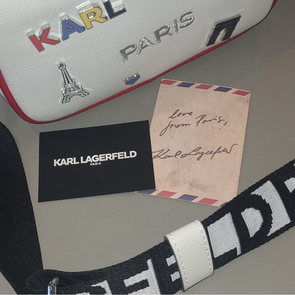 💋SOLD💋Karl Lagerfeld White Bag with Paris Icons - Picture 8 of 8